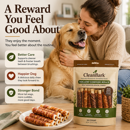 CleanBark™ Dogs Treats Snack Dental Cowhide Rolls Chew Sticks Chicken, Duck ,Beef Stuffed Dog Treats