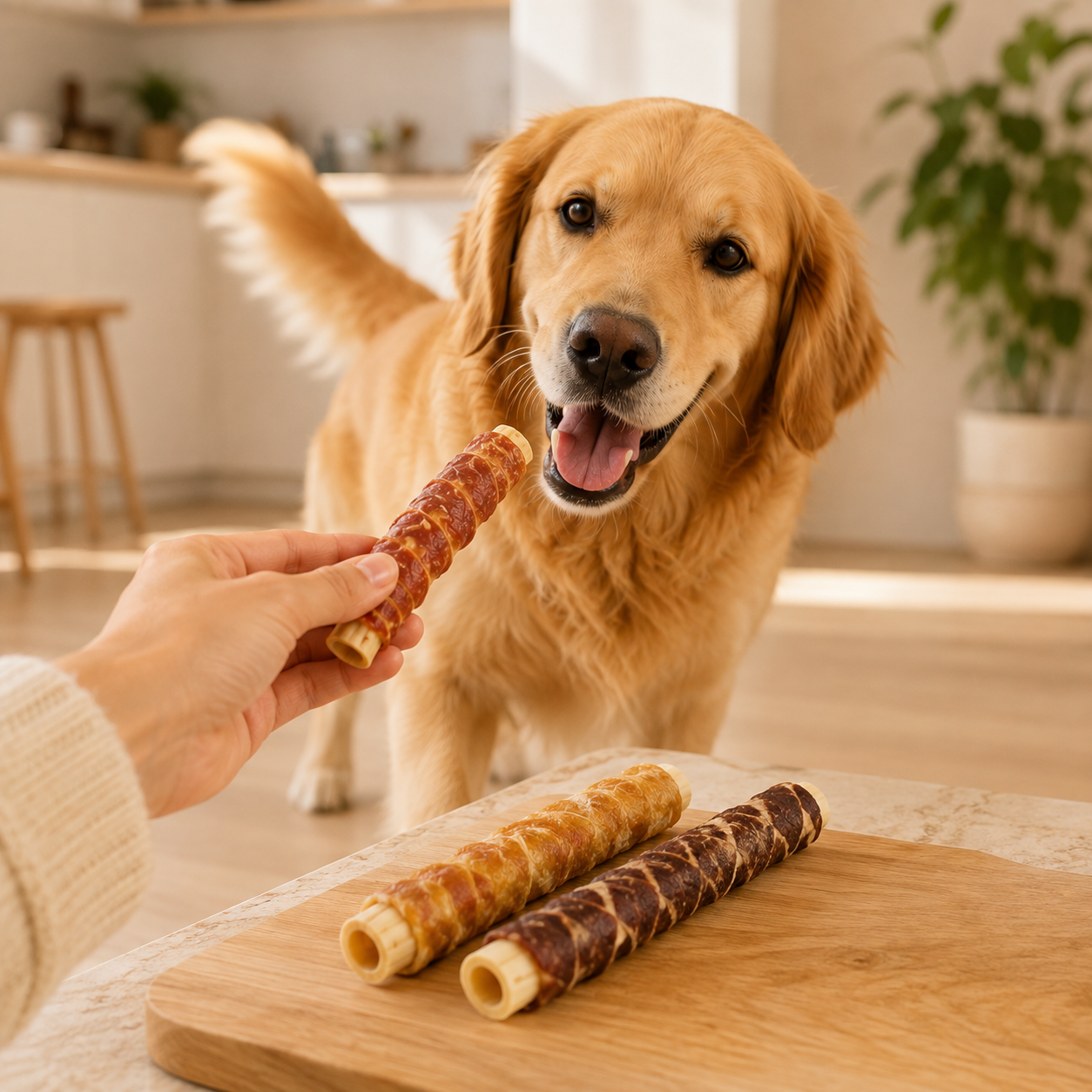 CleanBark™ Dogs Treats Snack Dental Cowhide Rolls Chew Sticks Chicken, Duck ,Beef Stuffed Dog Treats