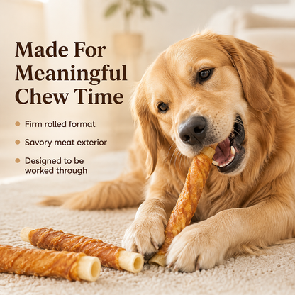 CleanBark™ Dogs Treats Snack Dental Cowhide Rolls Chew Sticks Chicken, Duck ,Beef Stuffed Dog Treats